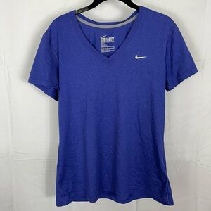 Nike Dri-Fit Shirt Short Sleeve V-Neck Pullover Athletic Workout Regular Fit Top